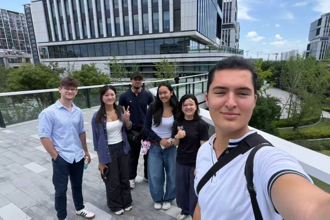 International participants at a company campus during the program